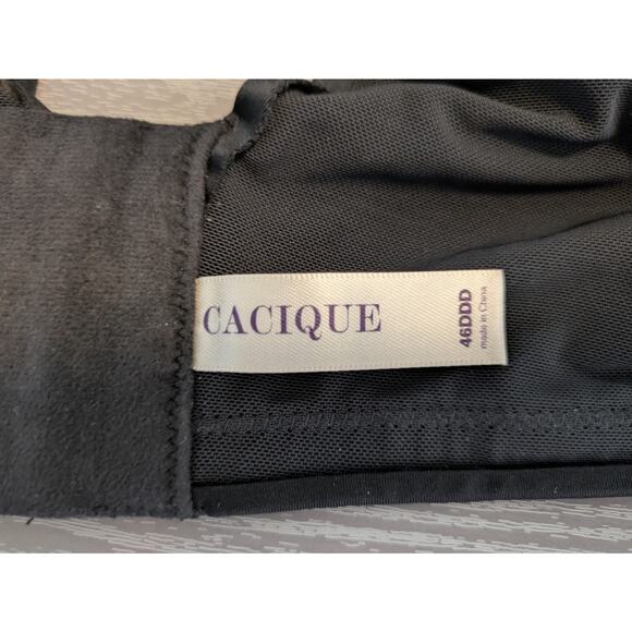 Cacique Lightly Lined Black Lace Overlay Underwire Full Coverage Bra - Picture 3 of 8